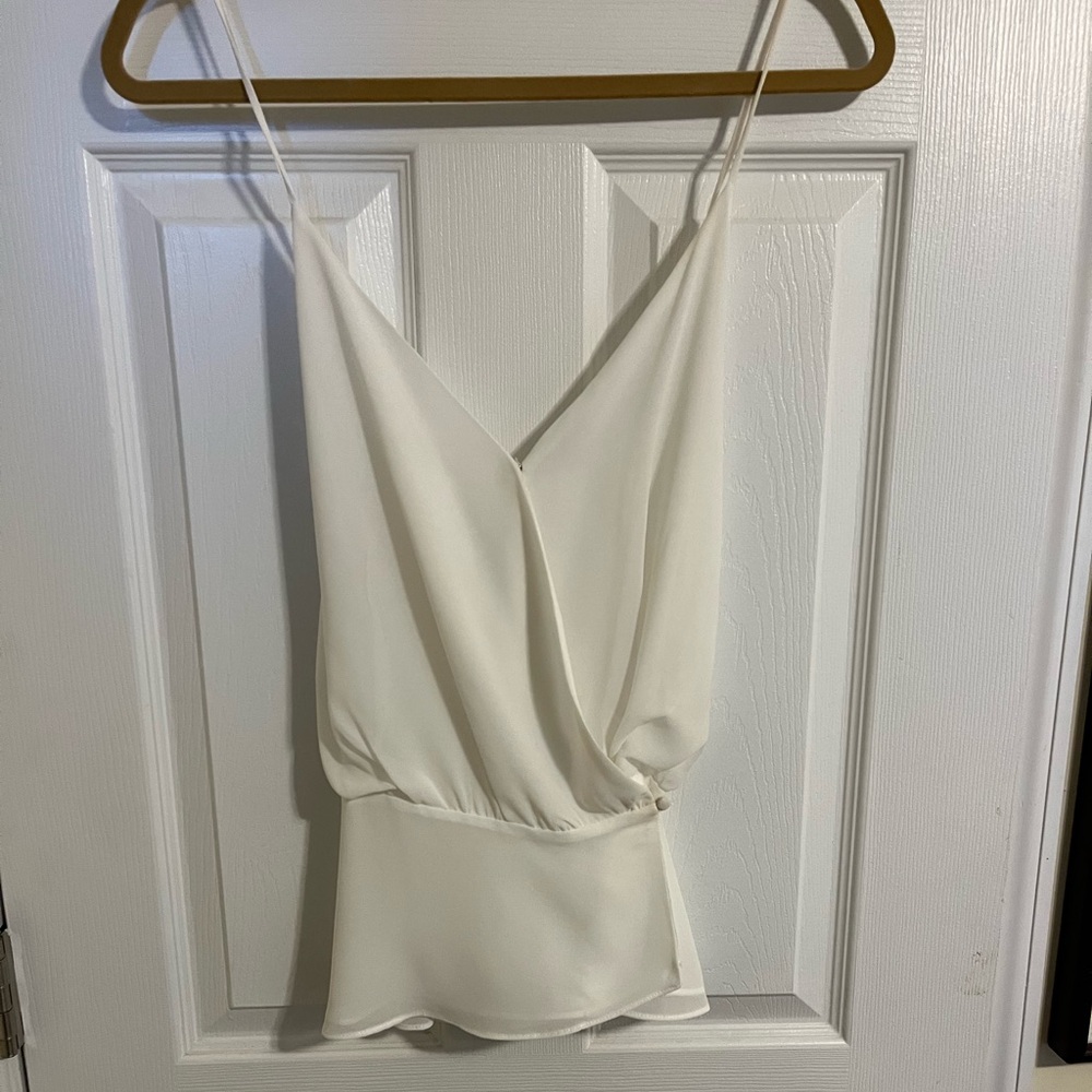 Pookie and Sebastian pretty white camisole blouse with spaghetti straps
